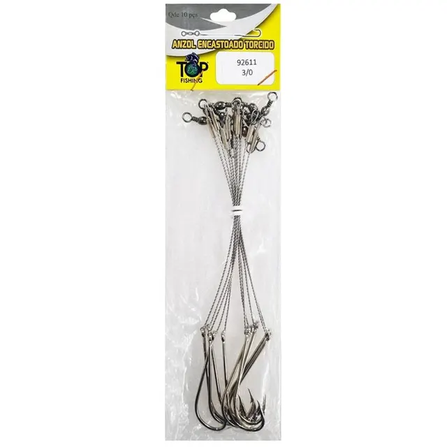 Anzol Top Fishing 92611 Encastoado Torcido 3/0 com 10 pçs