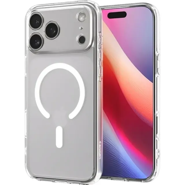 Case Spigen para iPhone 17 Pro Max Crystal Hybrid ACS09599 Clear White (MagFit)