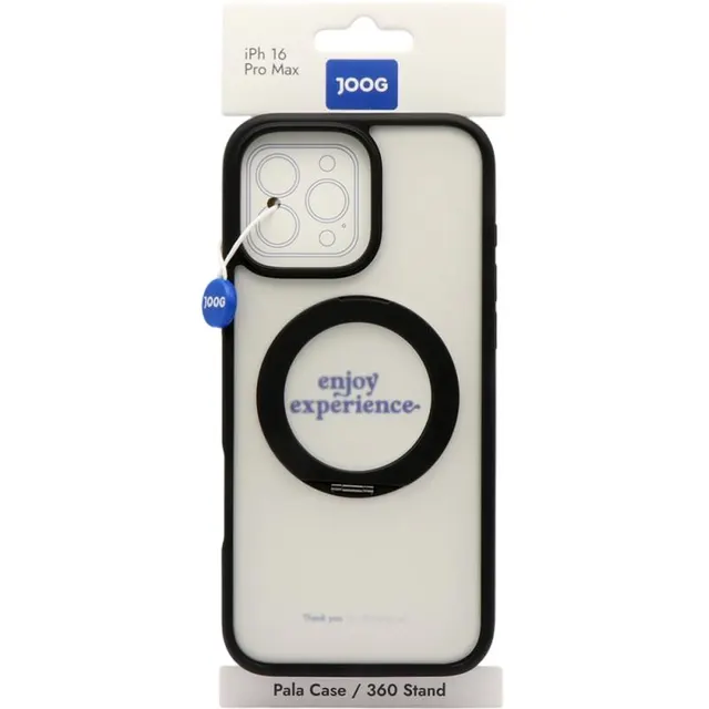 Case Joog para iPhone 16 Pro Max Pala/360 Stand Transparent/Black