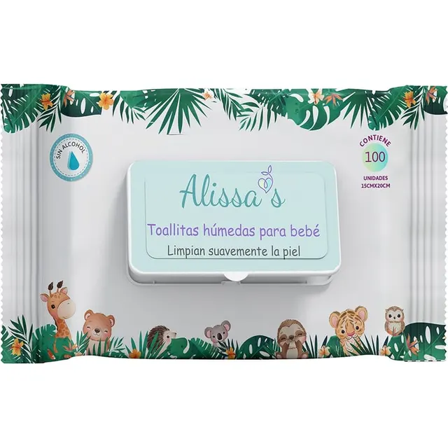 Toalhinhas Umedecidas para Bebe Alissa´s 15cm x 20cm (100 Unidades)
