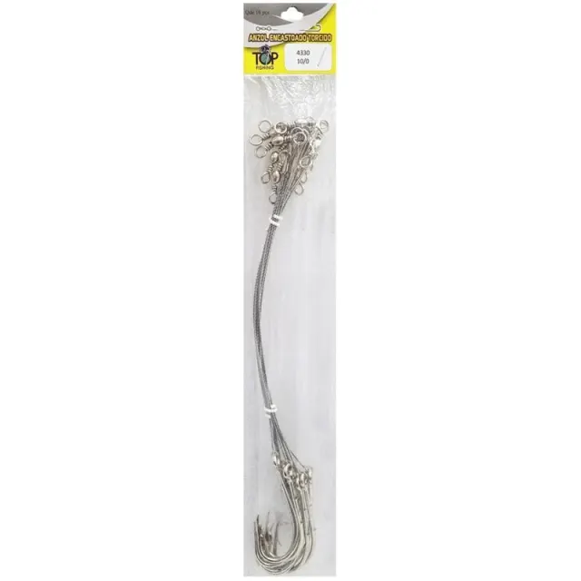 Anzol Top Fishing 4330 Encastoado Torcido 10/0 com 10 pçs