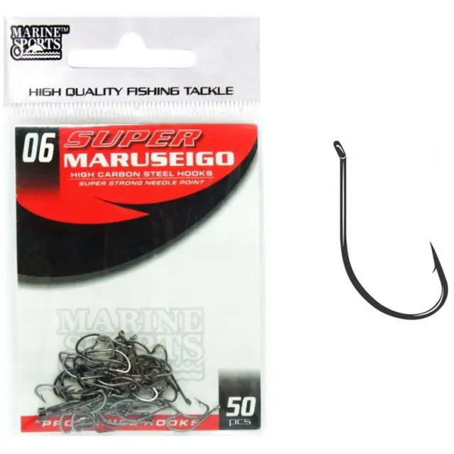 Anzol Marine Sports Super Maruseigo Black Nickel 06 com 50 pçs