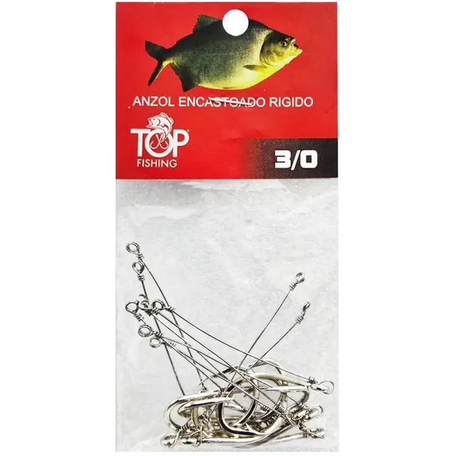 Anzol Top Fishing Chinu Encastoado Rigido 3/0 com 10 pçs