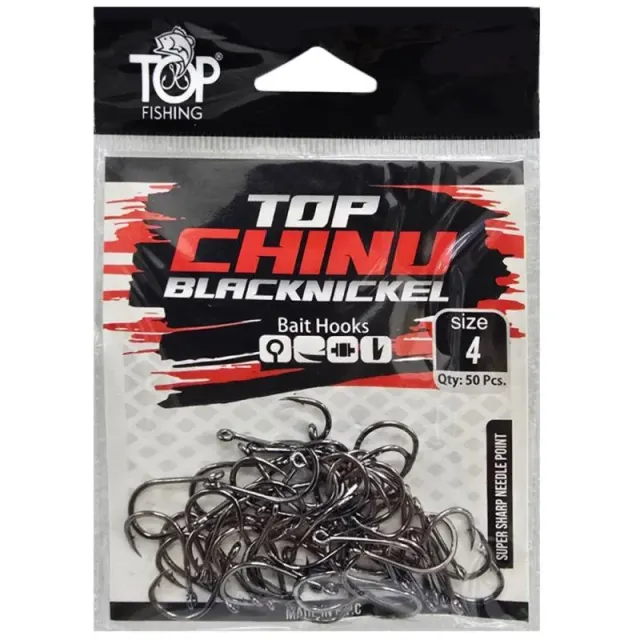 Anzol Top Fishing Chinu Black Nickel 04 com 50 pçs