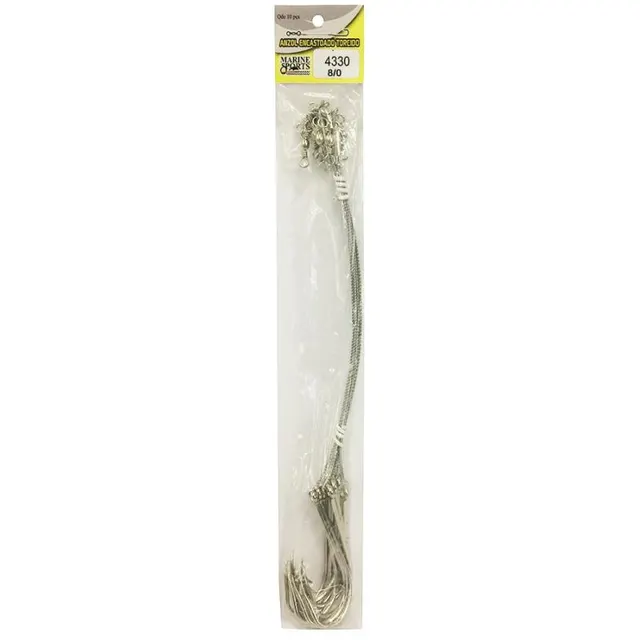 Anzol Encastoado Marine Sports 4330 8/0 com 10 Pçs