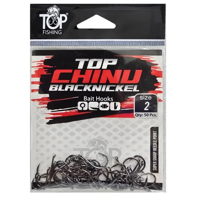Anzol Top Fishing Chinu Black Nickel 02 com 50 pçs