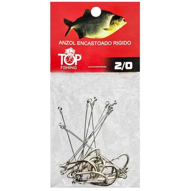 Anzol Top Fishing Chinu Encastoado Rigido 2/0 com 10 pçs
