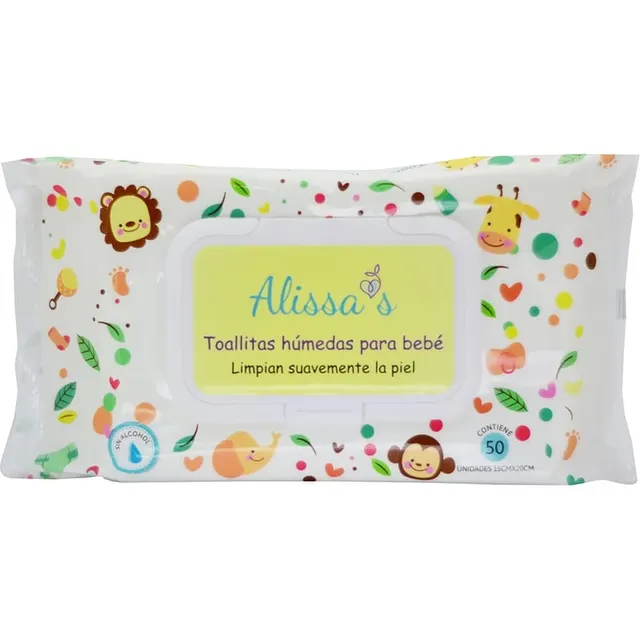 Toalhinhas Umedecidas para Bebe Alissa´s 15cm x 20cm (50 Unidades)