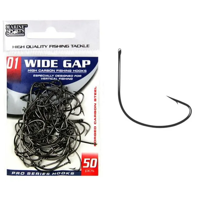 Anzol Marine Sports Wide Gap Black Nickel 01 com 50pçs