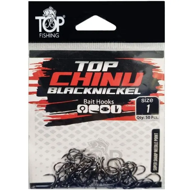 Anzol Top Fishing Chinu Black Nickel 01 com 50 pçs