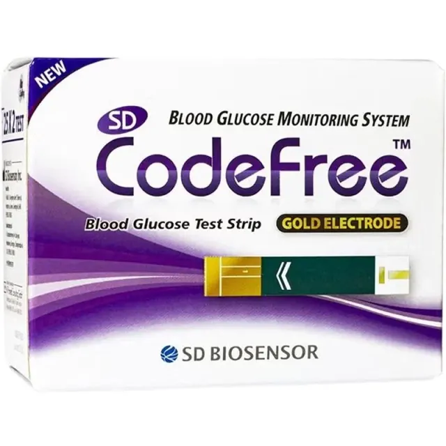 Tiras de teste SD Codefree Blood Glucose Gold Elelctrode 01GS11 – 50 unidades