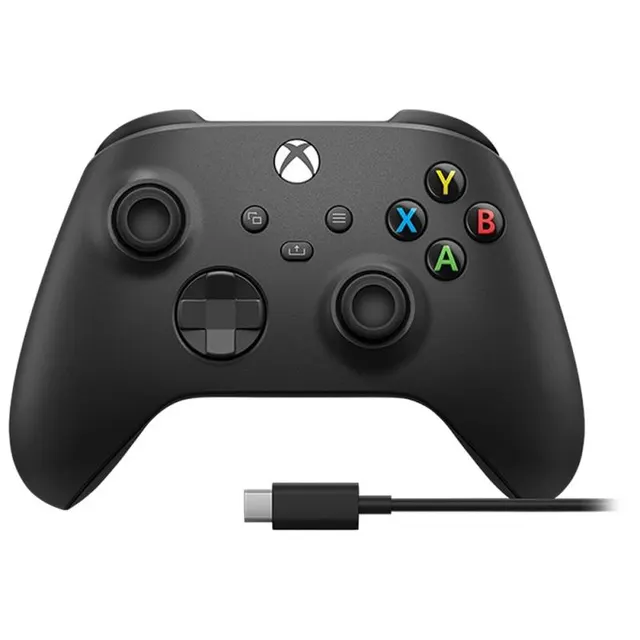 Controle Sem Fio Xbox + Cabo USB-C para Xbox e PC (1V8-00016) Preto