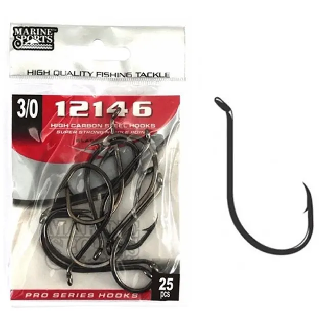 Anzol Marine Sports 12146 Black 3/0 C/25 Pçs