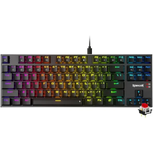 Teclado Gaming Redragon com Fio Dharma TKL K660-RGB (Inglês) Switch Vermelho
