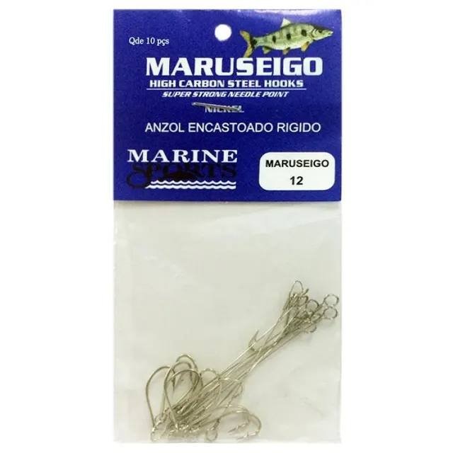 Anzol Encastoado Marine Sports Super Maruseigo Nickel 12 com 10 pçs