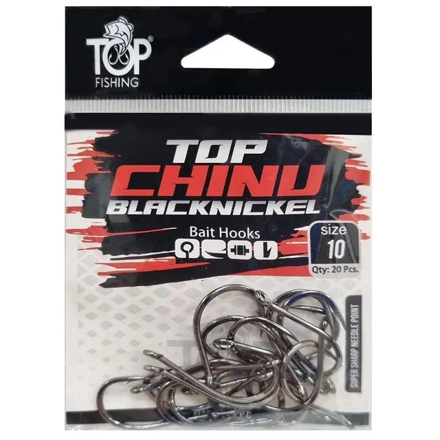 Anzol Top Fishing Chinu Black Nickel 10 com 20 pçs