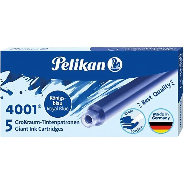 Cartucho de tintas para caneta Pelikan GTP/5 4001 – azul (5 peças)