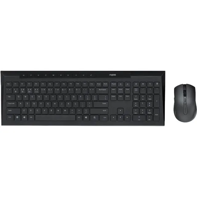 Teclado e Mouse Sem Fio Rapoo 8210M – Preto (Inglês)