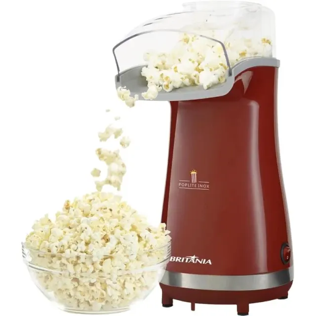 Pipoquera Eléctrica Britânia BPI01VI Poplite Inox 1200W – 220V/60Hz Vermelho