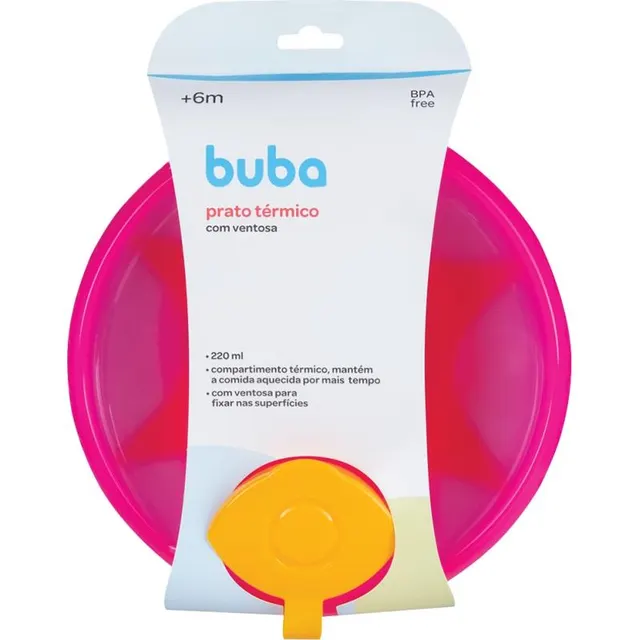 Pratinho térmico com ventosa Rosa – Buba 6174