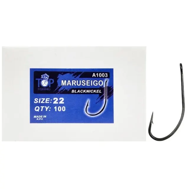 Anzol Top Fishing Maruseigo Black Nickel 22 com 100 pçs