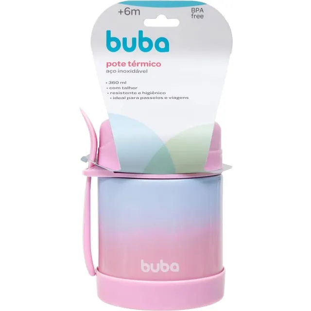 Pote Termico com Colher Buba – 17240 (Degrade Rosa)