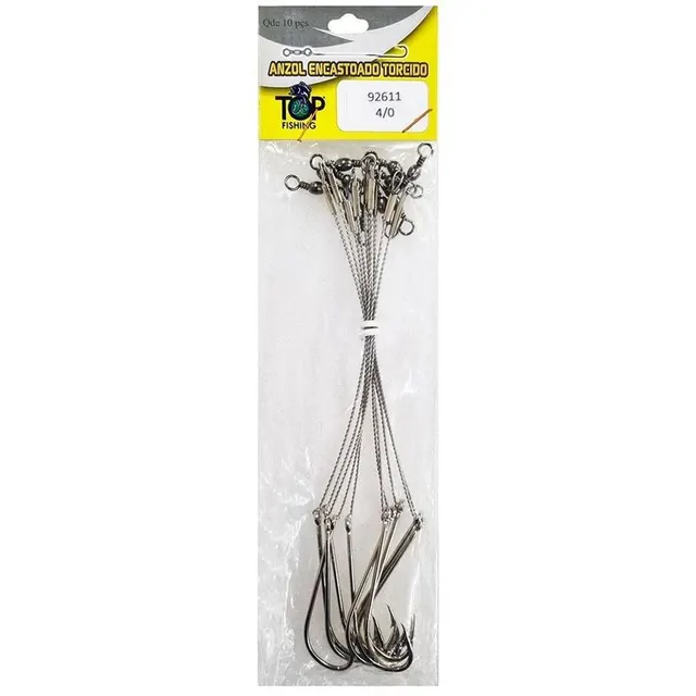 Anzol Top Fishing 92611 Encastoado Torcido 4/0 com 10 pçs