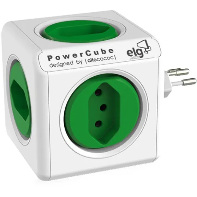 Adaptador de tomada múltiplo ELG Allocacoc PWC-R5 5x Tomadas Child Lock – Branco/Verde