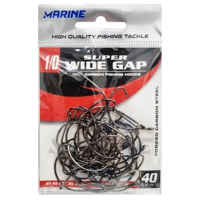 Anzol Marine Sports Wide Gap Black Nickel 1/0 com 40 pçs