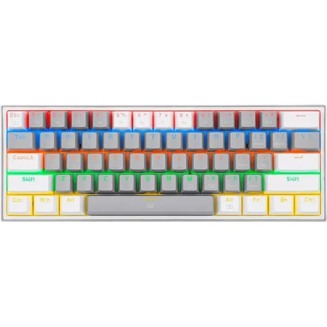 Teclado Gaming Redragon Fizz Rainbow K617-R Cinza/Branco (Inglês com Fio) Switch Azul