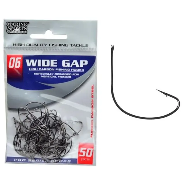 Anzol Marine Sports Wide Gap Black Nickel 06 com 50pçs