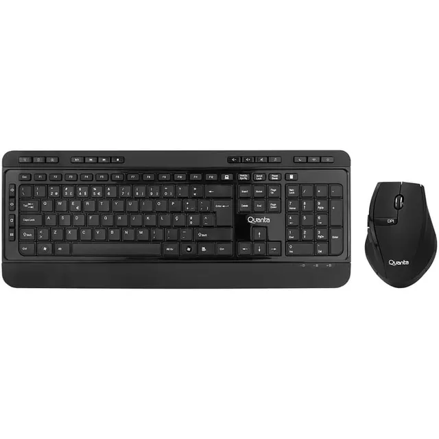 Teclado e Mouse sem Fio Quanta QTKTM1600 – Preto (Português)