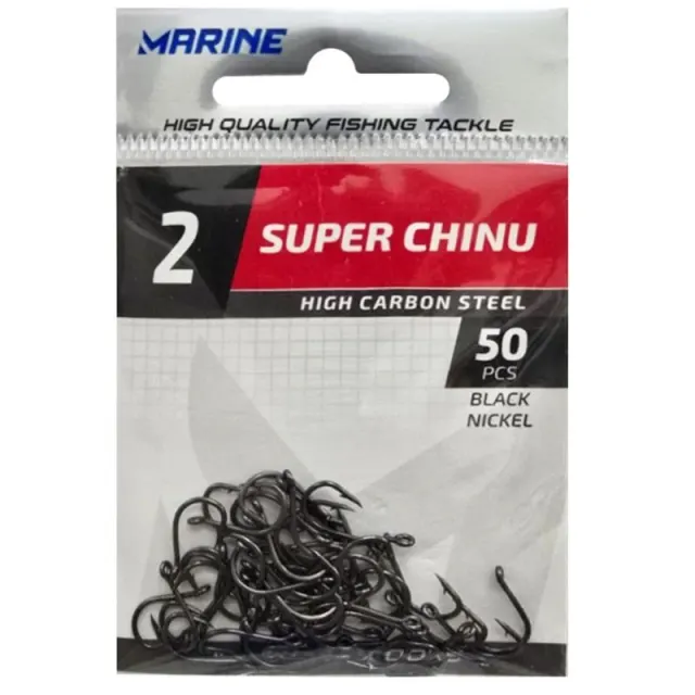 Anzol Marine Sports Super Chinu Black 02 com 50 pçs