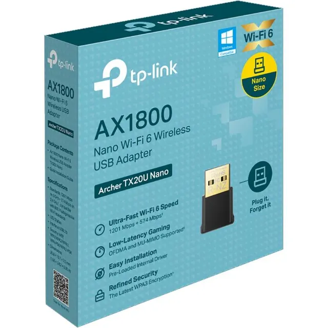 Adaptador Nano USB TP-Link AX1800 Archer TX20U Dual-Band Wi-Fi 6
