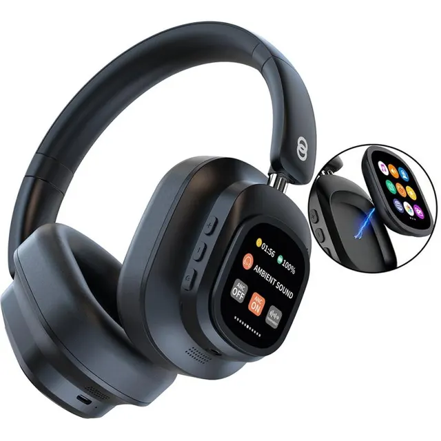 Fone de ouvido sem fio Joog Sense Pro SD10 Hybrid ANC Magnetic Touch Control LCD – Black