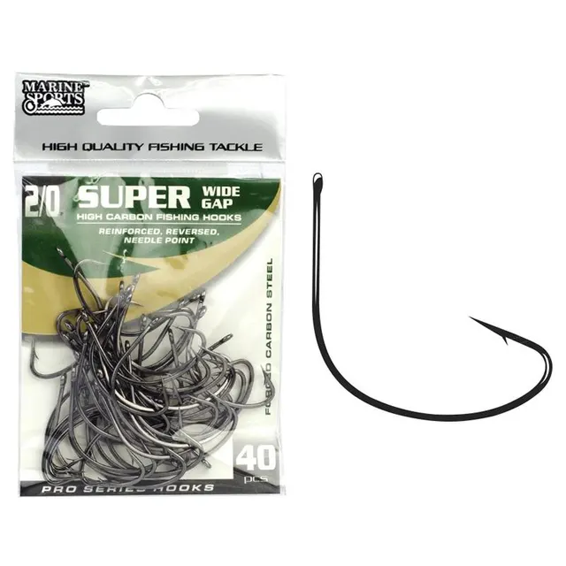 Anzol Marine Sports Super Wide Gap Black Nickel 2/0 com 40 Pçs