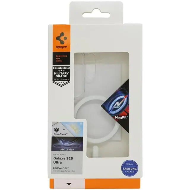 Case Spigen para Samsung Galaxy S26 Ultra Crystal Flex ACS10955 Clear White (MagFit)