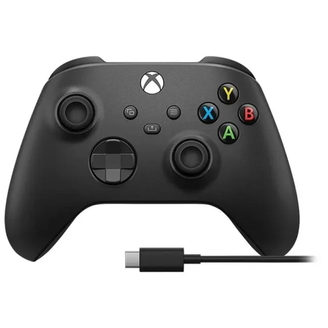 Controle Sem Fio Xbox + Cabo USB-C para Xbox e PC – (1V8-00016) Preto