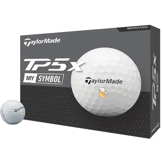 Bola de Golfe TaylorMade TP5X My Symbol Beer – Branco (12 Unidades)